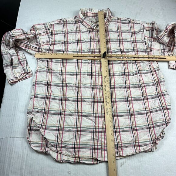 LOFT Womens Plaid Button Down Shirt XL Loose Fit Top Preppy Casual Cottagecore - Picture 6 of 11